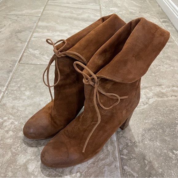 Free People Mila Heel Boots Women's Suede Ankle Bootie Tan Size 38, US 8 - Italy - Picture 4 of 13